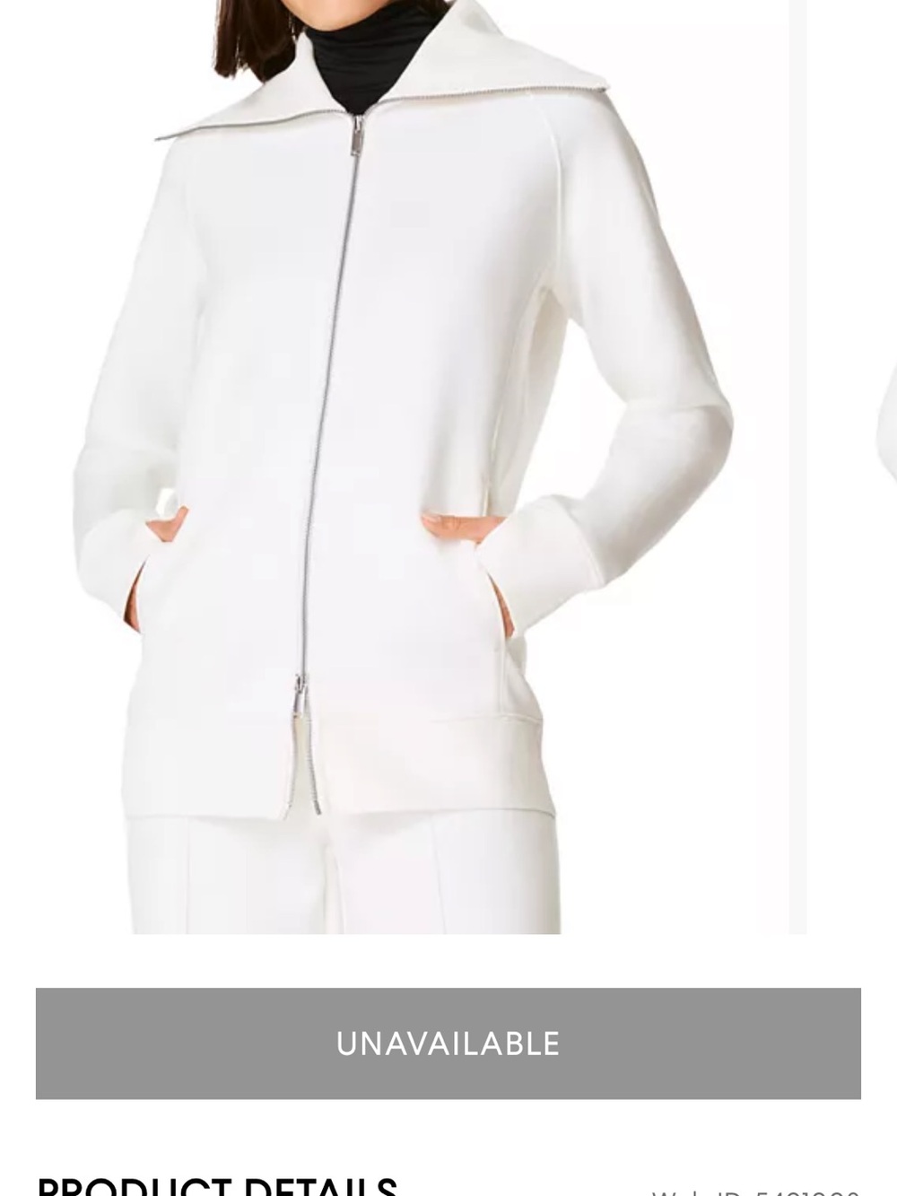 SPANX White heavyair Set with full zip tunic and straight leg pants